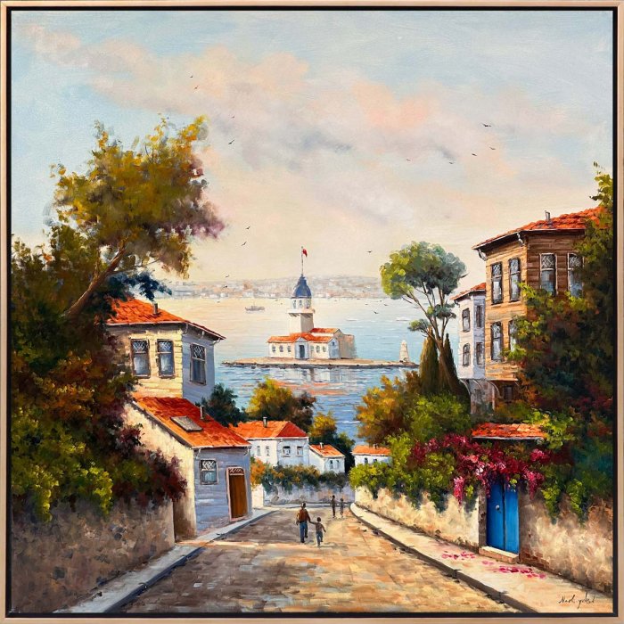 Paved Streets And Maiden S Tower Oil Painting Simurg Art Gallery