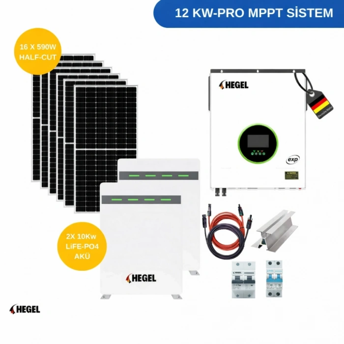 Tiny House ve Bağ evi Güneş Enerjisi Paketi - 12 KW PRO MPPT LİTYUM AKÜLÜ