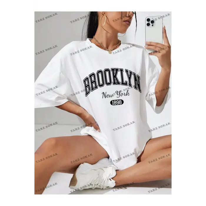 1898 New York Baskılı Oversize Kalıp Unisex T-shirt