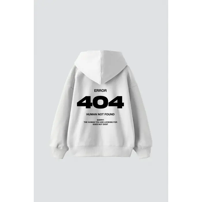 404 Error Baskılı Oversize Unisex Premium Beyaz