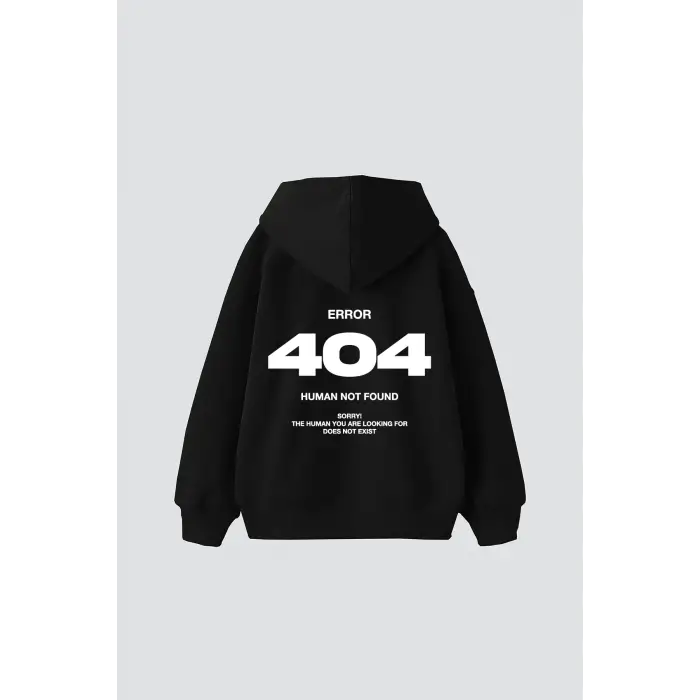 404 Error Baskılı Oversize Unisex Premium Siyah