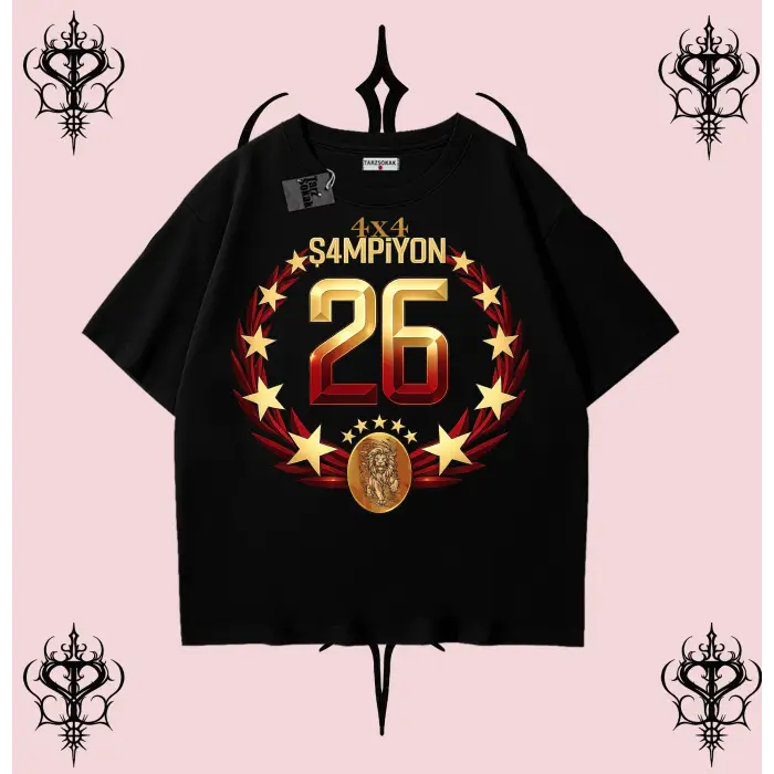 Dört Dörtlük Şampiyon 26 Oversize Unisex Taraftar Tişörtü