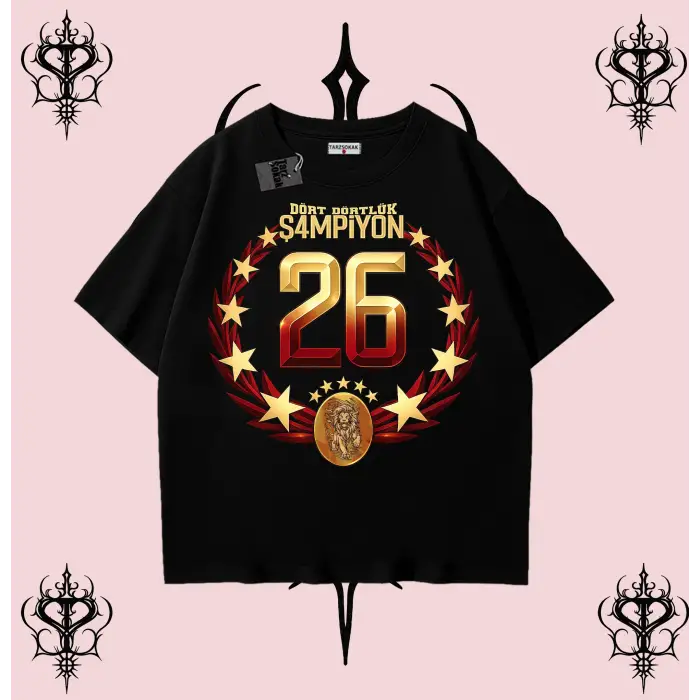 Dört Dörtlük Şampiyon 26 Oversize Unisex Taraftar Tişörtü