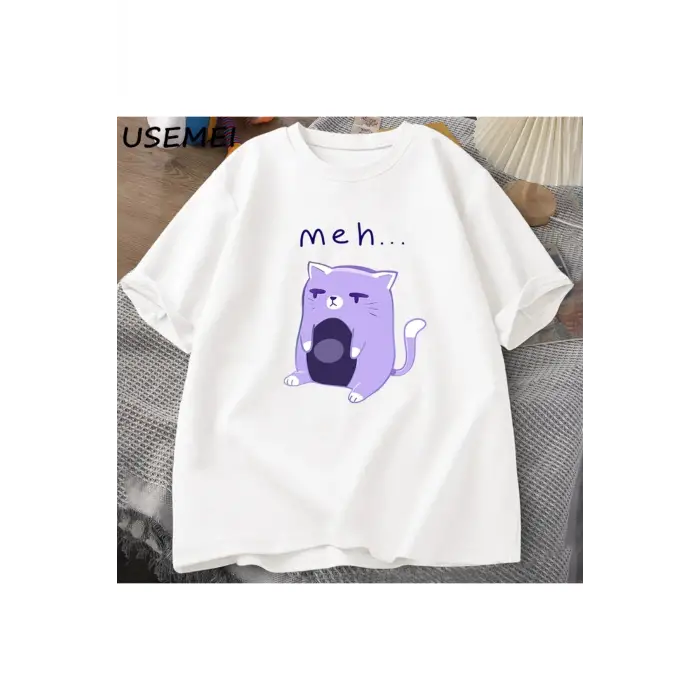 Meh Kedi T-shirt Erkek Giysileri O Boyun Pamuk Tee Büyük Boy TStreetweed ℅ Pamuklu Üs 2964