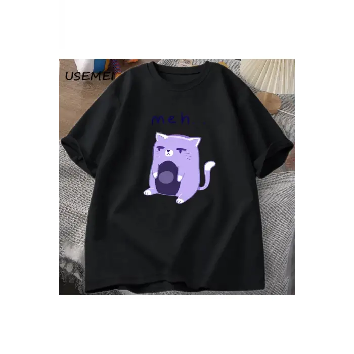 Meh Kedi T-shirt Erkek Giysileri O Boyun Pamuk Tee Büyük Boy TStreetweed ℅ Pamuklu Üs 2964