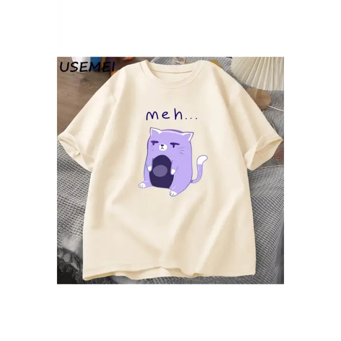 Meh Kedi T-shirt Erkek Giysileri O Boyun Pamuk Tee Büyük Boy TStreetweed ℅ Pamuklu Üs 2964
