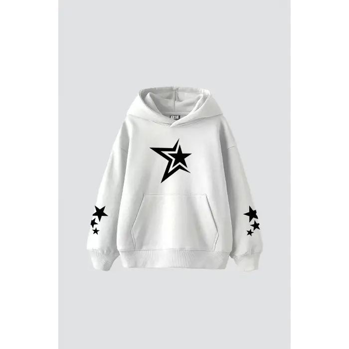 816 Stars Baskılı Oversize Unisex Beyaz