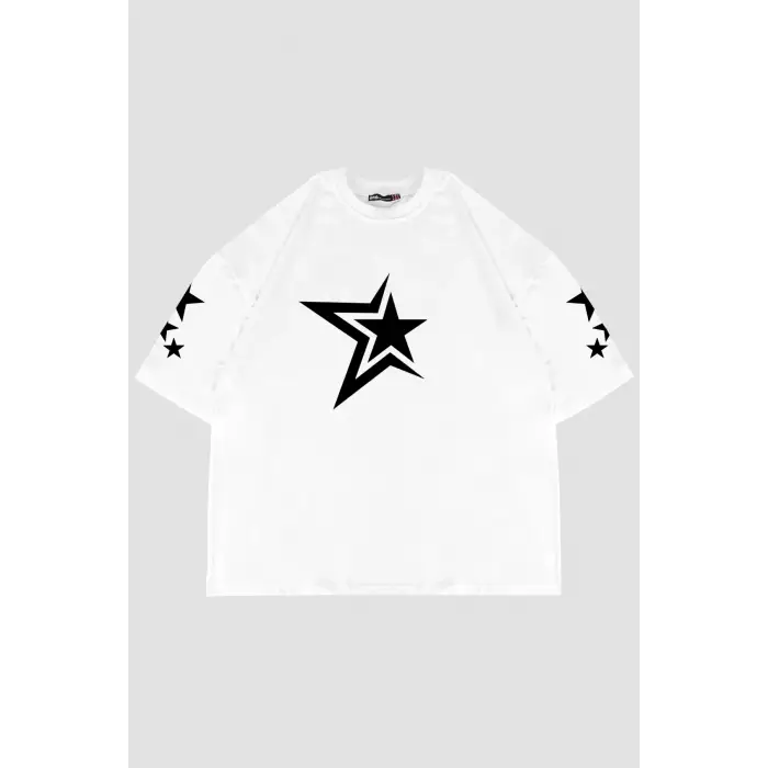 816 Stars Baskılı Oversize Unisex Beyaz