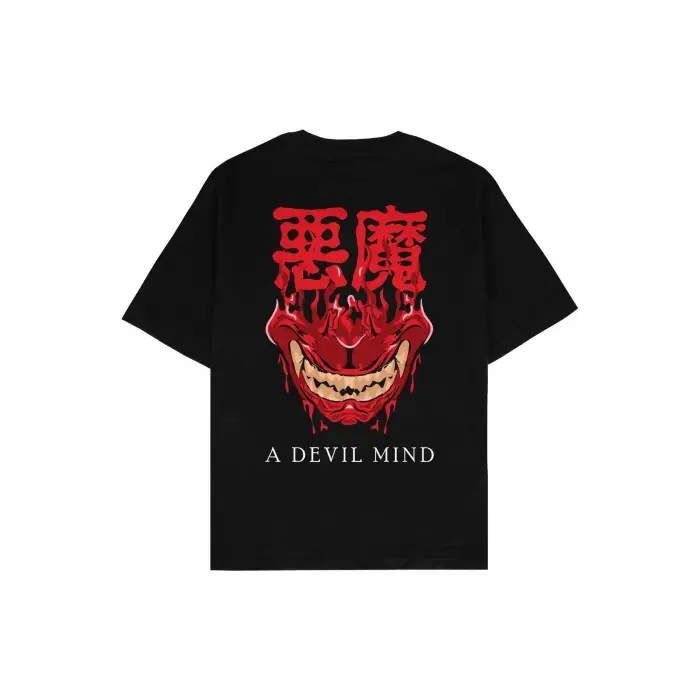 A Devil Mind Siyah Oversize Unisex T-shirt