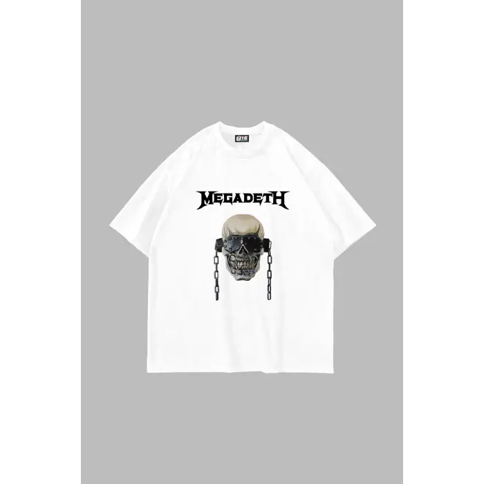 Adrift Megadeth Baskılı Beyaz Unisex Oversize