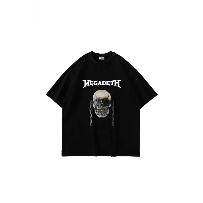Adrift Megadeth Baskılı Siyah Unisex Oversize