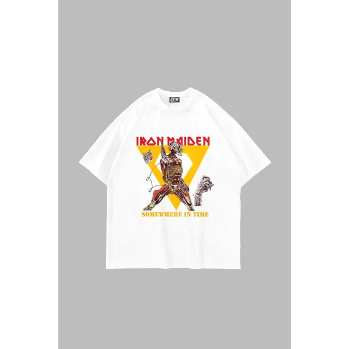 Adrift Somewhere In Time Baskılı Oversize Unisex Beyaz