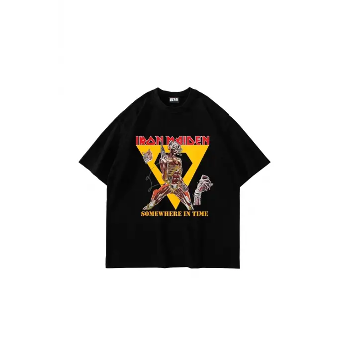 Adrift Somewhere In Time Baskılı Oversize Unisex Siyah