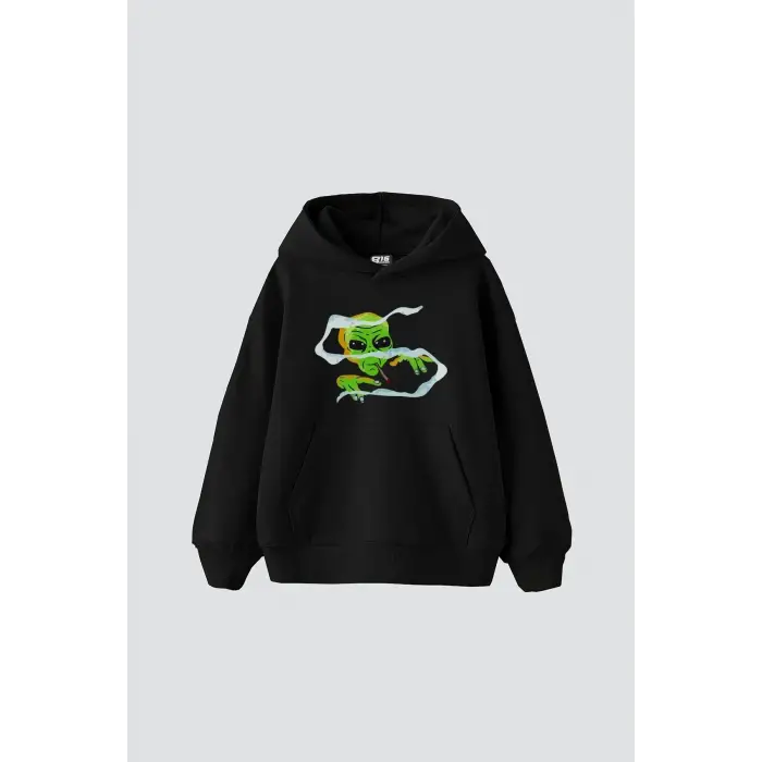 Alien Smoke Baskılı Oversize Unisex Siyah