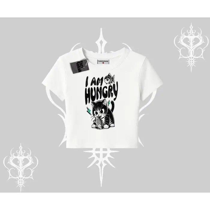Am Hungry Kedi Baskılı Babby Tee Tshirt