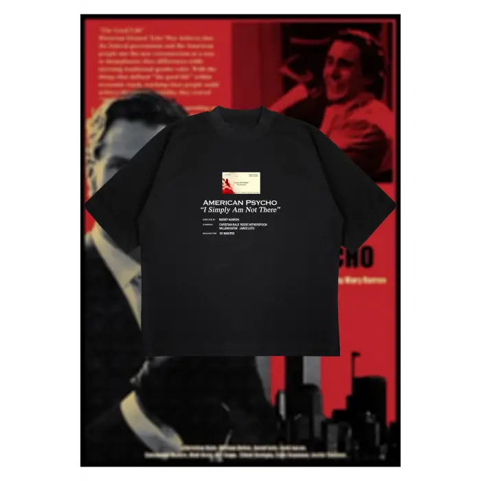 American Psycho Baskılı Oversize Unisex Pamuklu Nefes Alan Kalın Kumaşlı