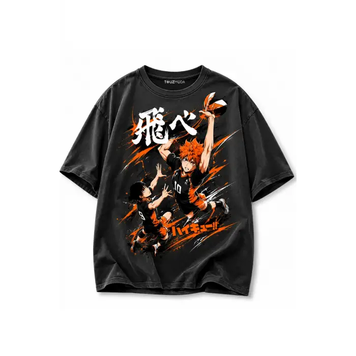 Anime Karasuno Haikyuu Baskılı Unisex Oversize