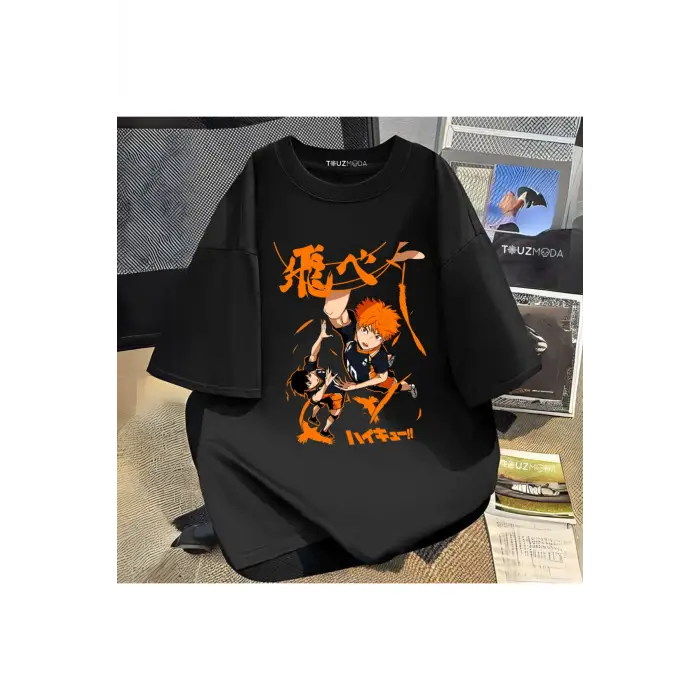 Anime Karasuno Haikyuu Baskılı Unisex Oversize