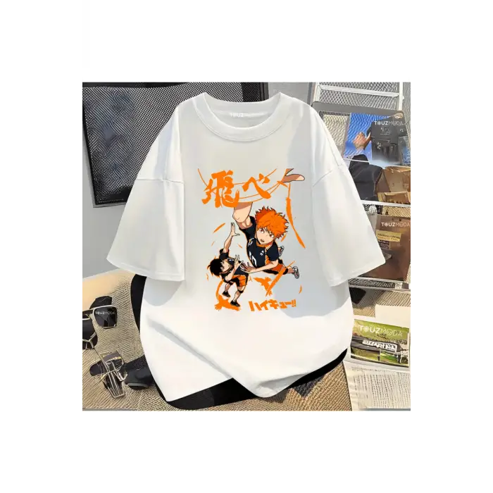 Anime Karasuno Haikyuu Baskılı Unisex Oversize