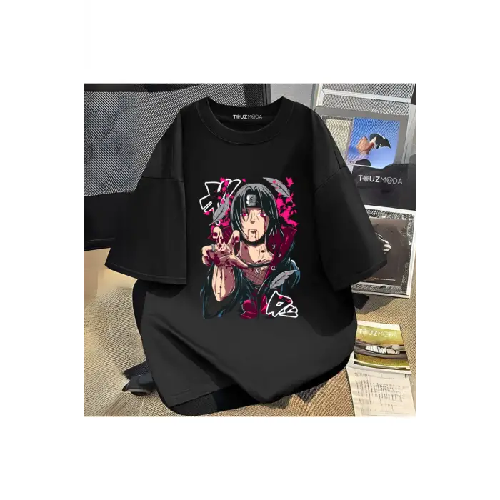 Anime Naruto itachi Uchiha Baskılı Unisex Oversize