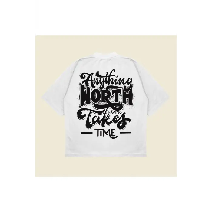 Anythingworth Baskılı Oversize Unisex Pamuklu Nefes Alan Kalın Kumaşlı