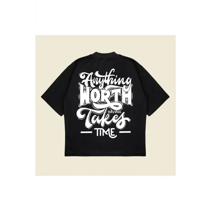Anythingworth Baskılı Oversize Unisex Pamuklu Nefes Alan Kalın Kumaşlı