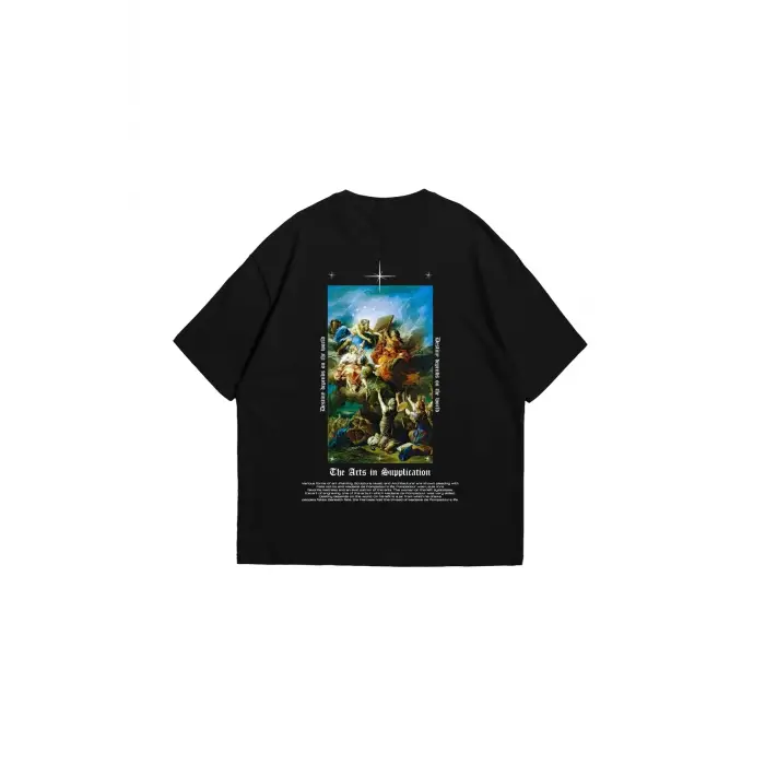 Art Is Supplication Siluet Baskılı Oversize Unisex Siyah