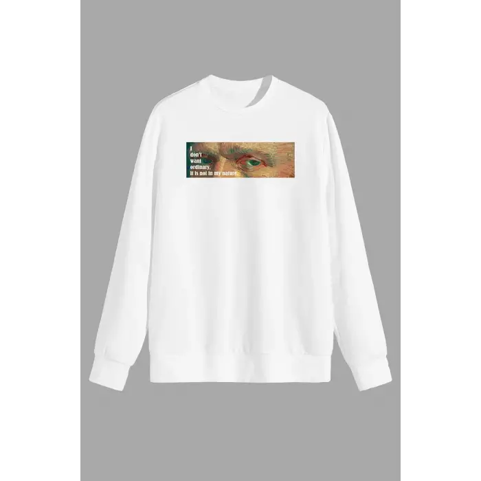 Art Vincent Van Gogh Baskılı Beyaz Unısex Sweatshirt