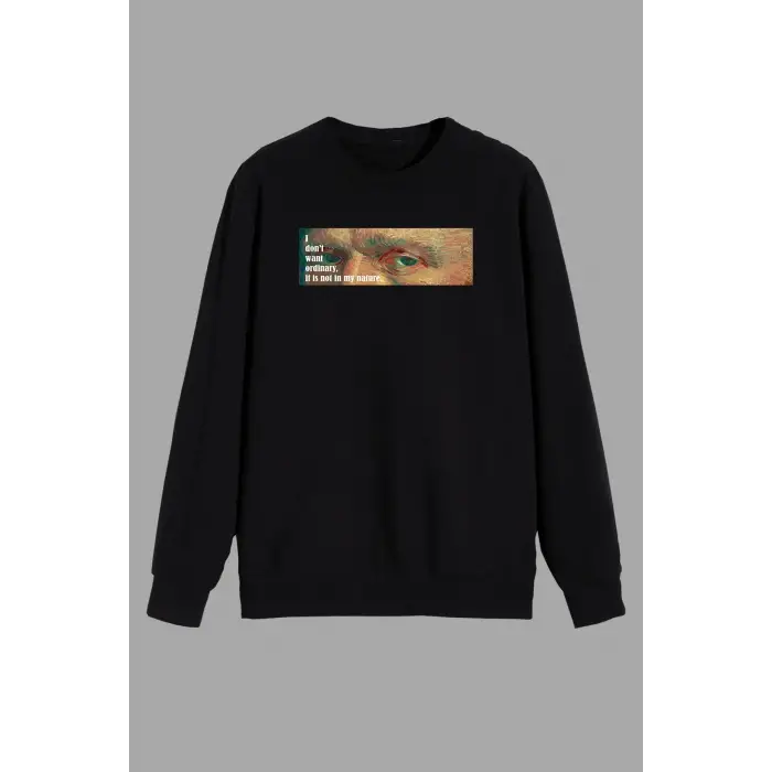 Art Vincent Van Gogh Baskılı Siyah Unısex Sweatshirt