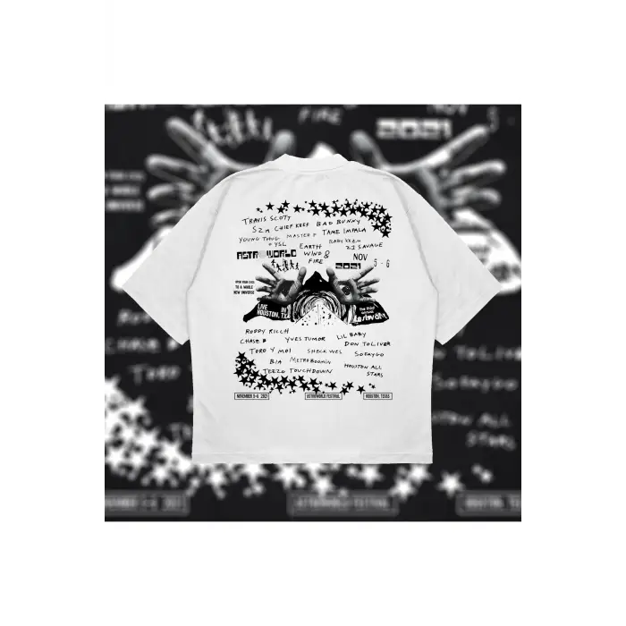 Astroworld Oversize Unisex Pamuklu Nefes Alan Kalın Kumaşlı