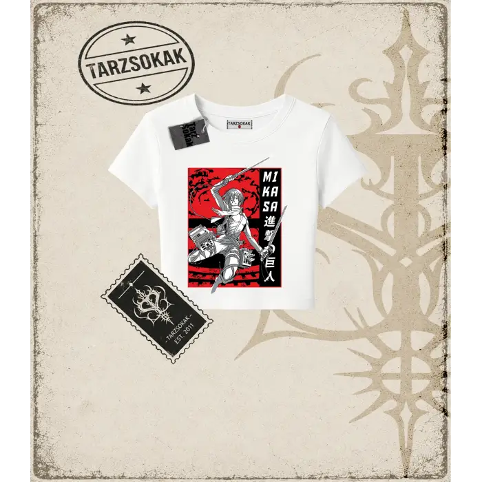 Attack On Titan Anime Baskılı Kadın Baby Tee