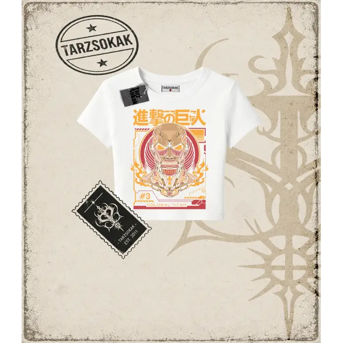 Attack On Titan Anime Baskılı Kadın Baby Tee