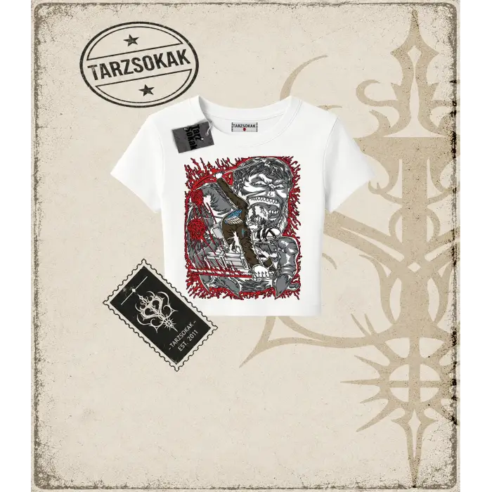 Attack On Titan Anime Baskılı Kadın Baby Tee