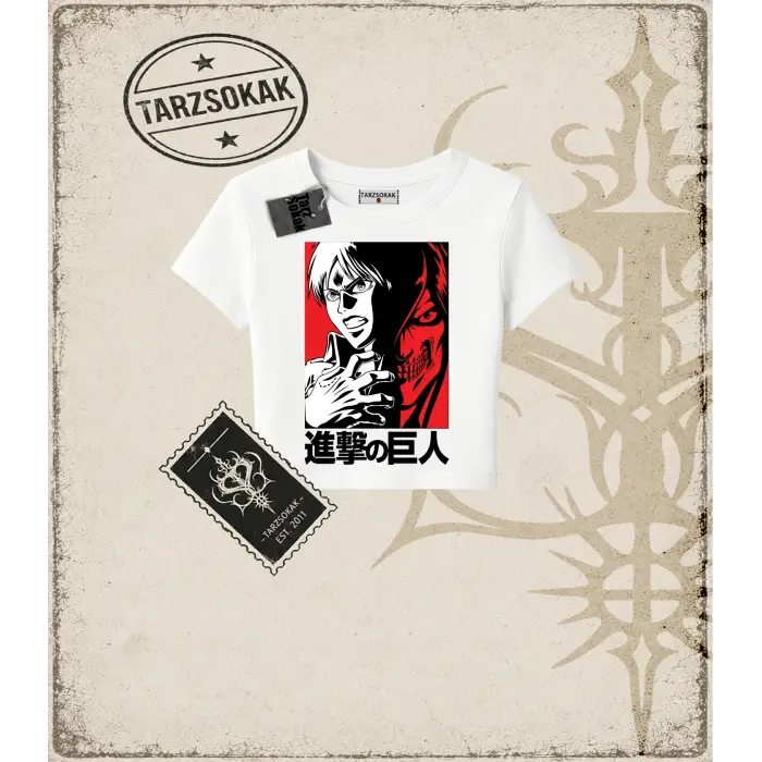 Attack On Titan Anime Baskılı Kadın Baby Tee