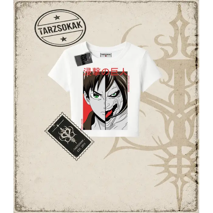 Attack On Titan Anime Baskılı Kadın Baby Tee