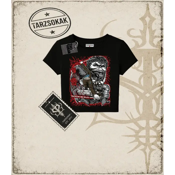 Attack On Titan Anime Baskılı Kadın Baby Tee