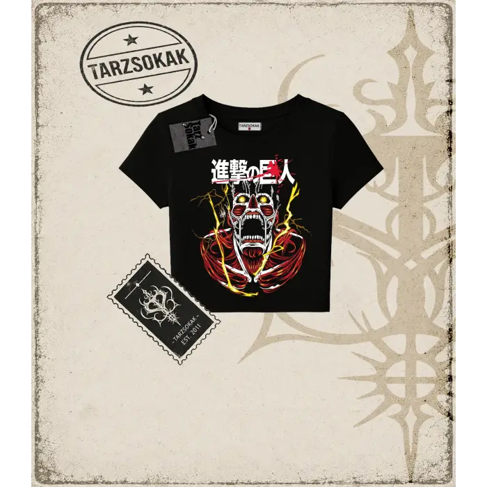 Attack On Titan Anime Baskılı Kadın Baby Tee