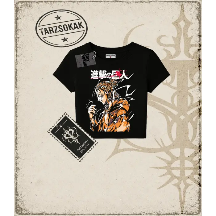 Attack On Titan Anime Baskılı Kadın Baby Tee