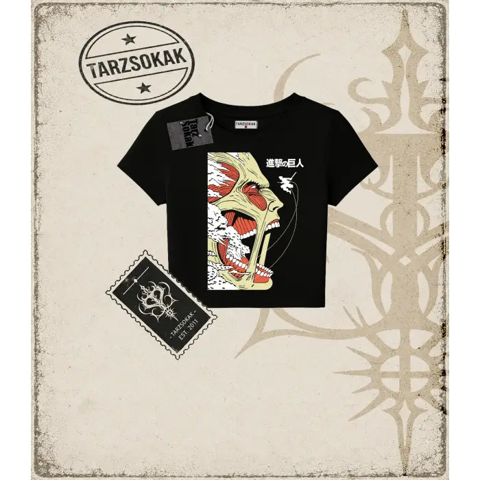 Attack On Titan Anime Baskılı Kadın Baby Tee