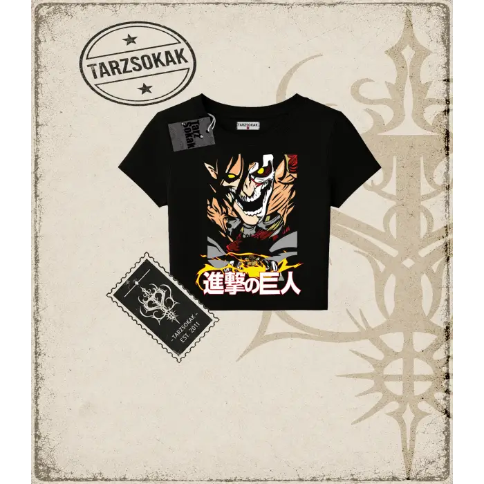 Attack On Titan Anime Baskılı Kadın Baby Tee
