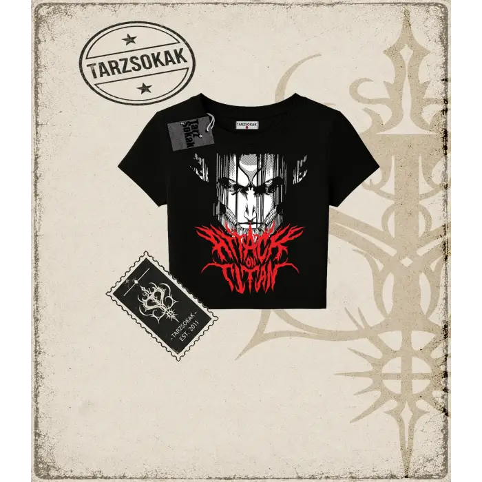 Attack On Titan Anime Baskılı Kadın Baby Tee