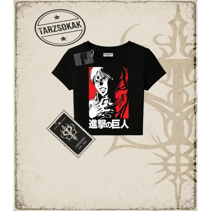 Attack On Titan Anime Baskılı Kadın Baby Tee