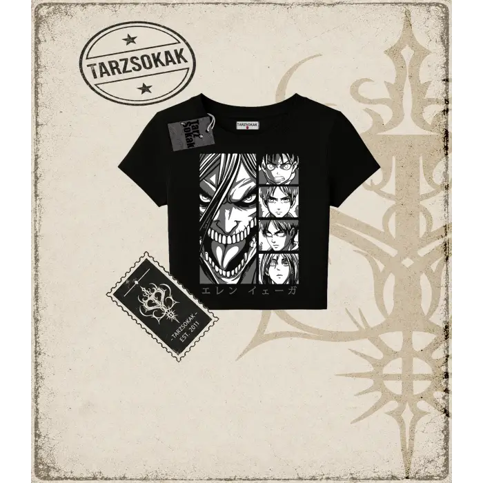 Attack On Titan Anime Baskılı Kadın Baby Tee