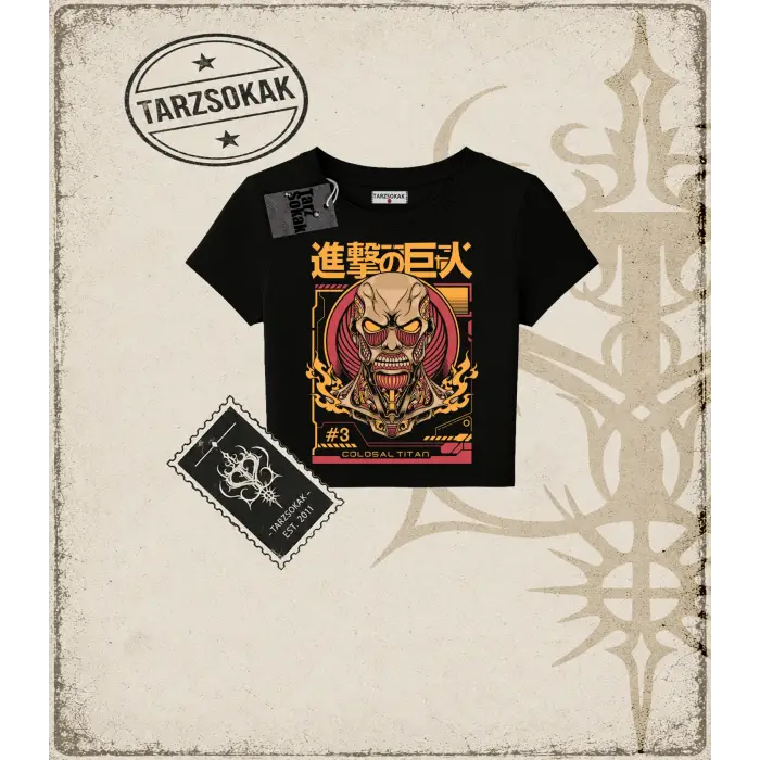 Attack On Titan Anime Baskılı Kadın Baby Tee