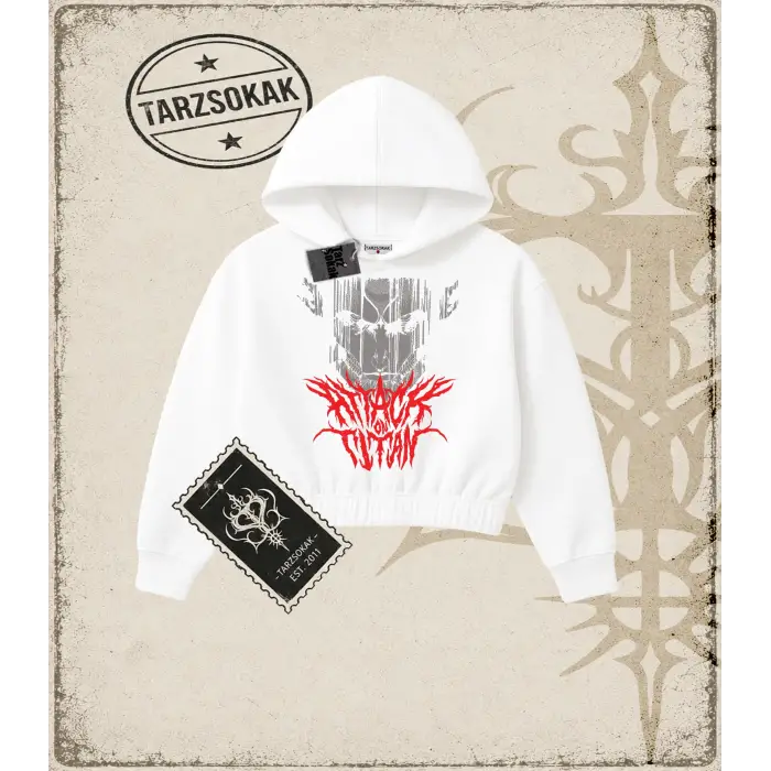 Attack On Titan Anime Baskılı Kadın Crop Kapşonlu Sweatshirt