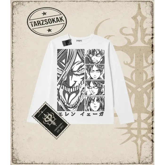 Attack On Titan Anime Baskılı Long Sleeve