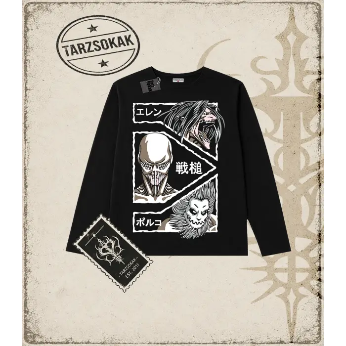 Attack On Titan Anime Baskılı Long Sleeve