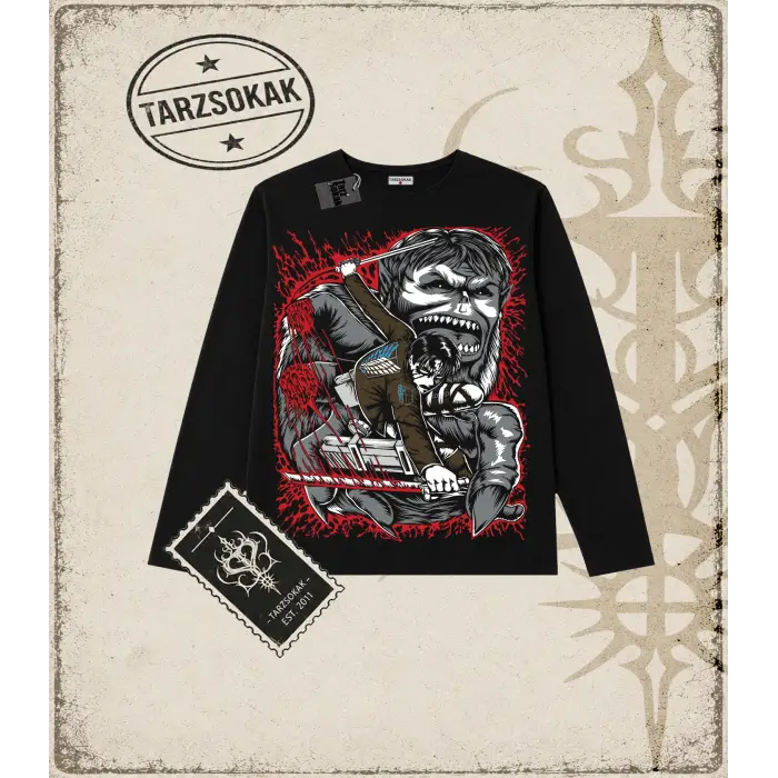 Attack On Titan Anime Baskılı Long Sleeve