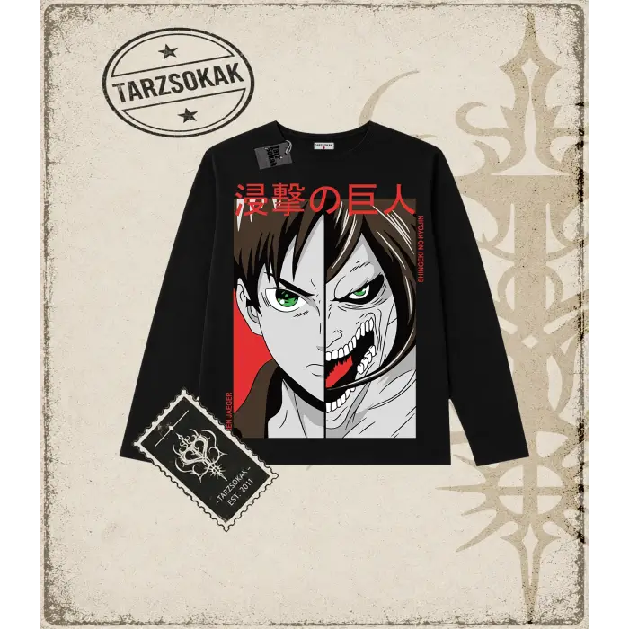 Attack On Titan Anime Baskılı Long Sleeve
