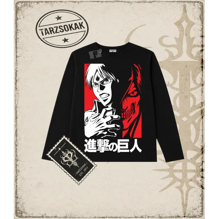 Attack On Titan Anime Baskılı Long Sleeve